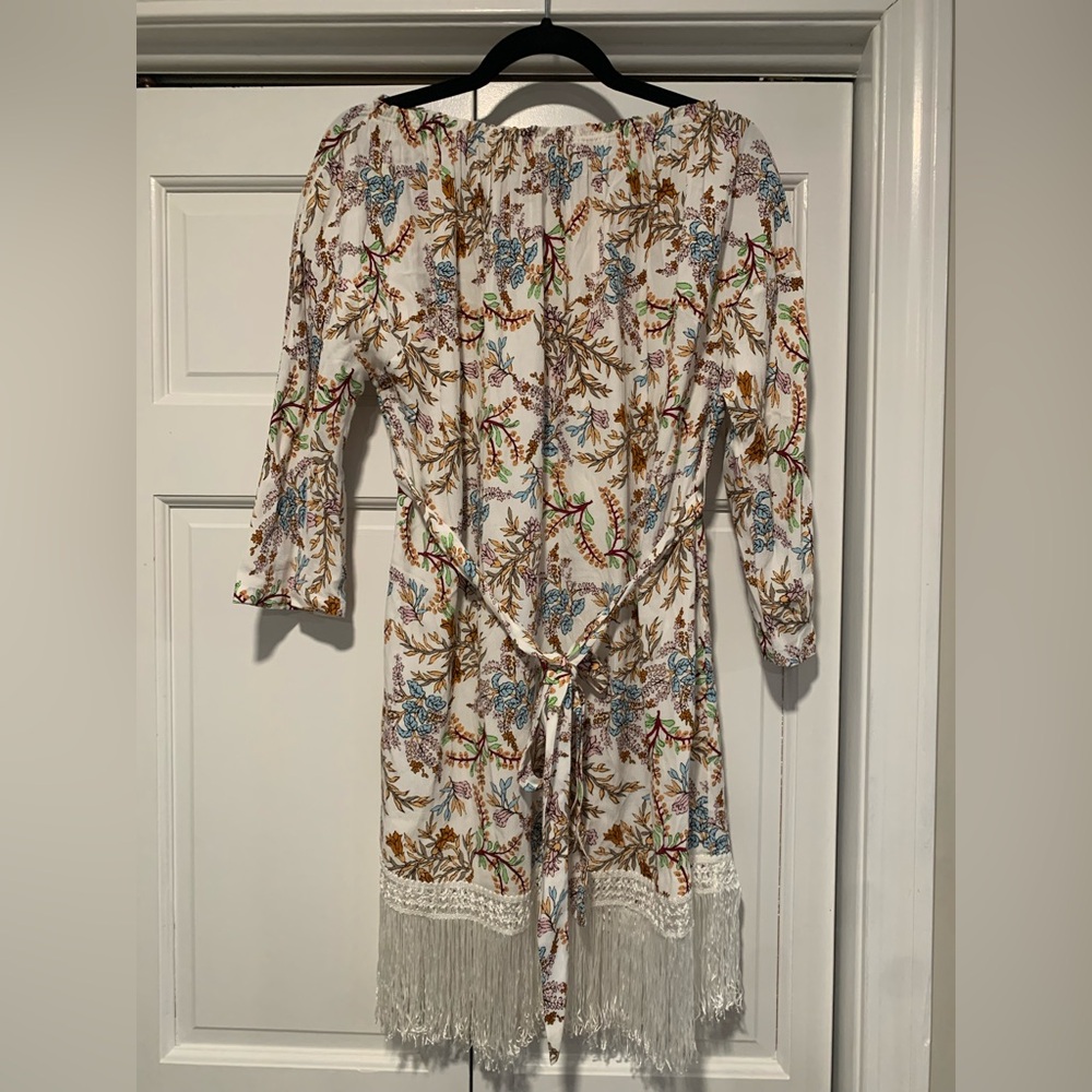 maje floral fringed dress size 3 (large)